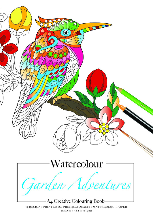 Jasart A4 Adult Colouring Book W/C 12 Sheets Garden Adventures (Fsc Mix Credit)