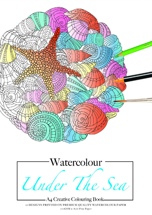 Jasart A4 Adult Colouring Book W/C 12 Sheets Under The Sea (Fsc Mix Credit)