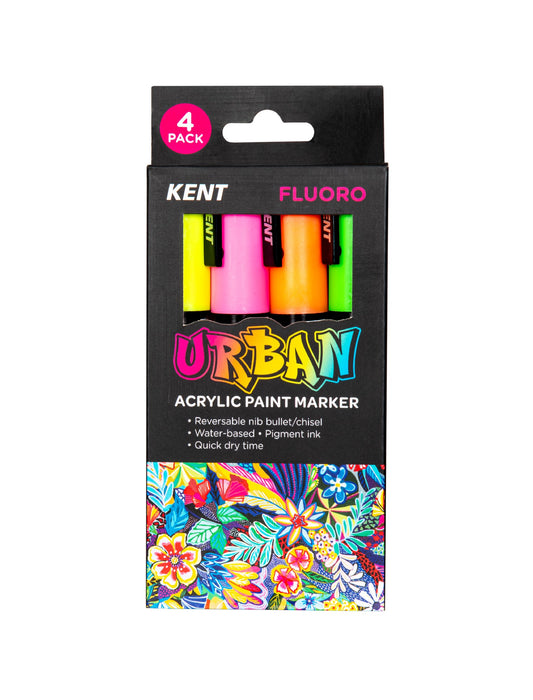 Kent Urban Paint Marker Flouro Pk 4
