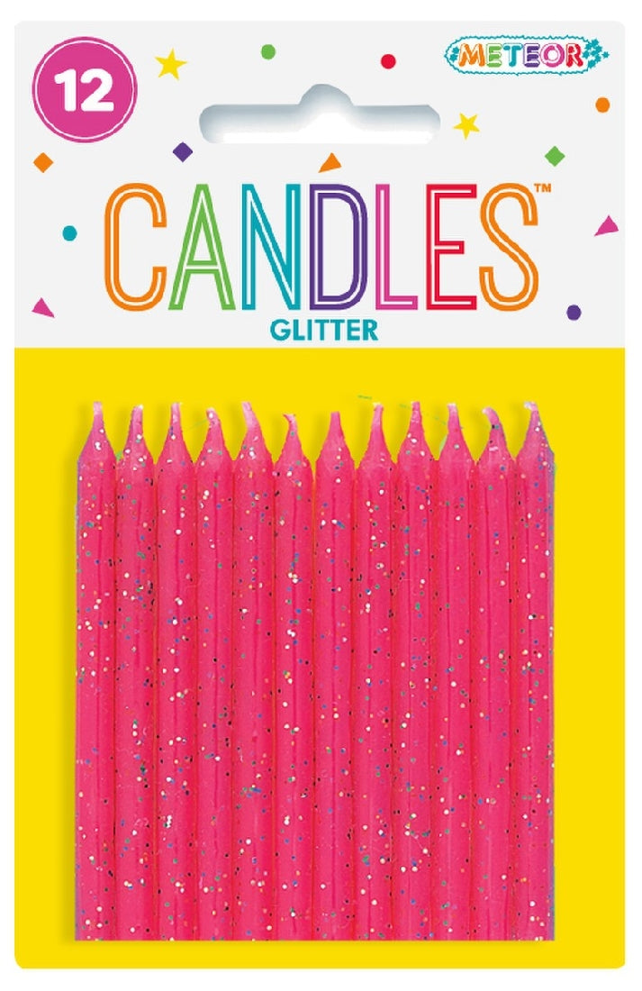 12 Glitter Candles/pink