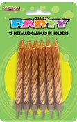 Candles W/holders 12pk Metallic - Gold