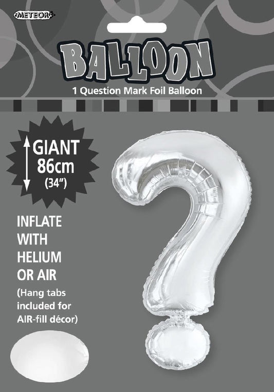 Giant Balloon Foil Question Mark 86cm Silver ?