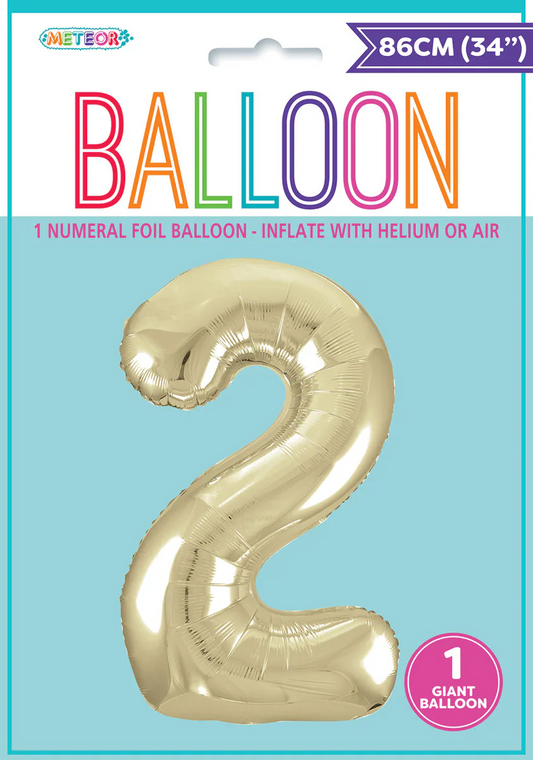 Giant Number Balloon 86cm -  Champagne Gold 2