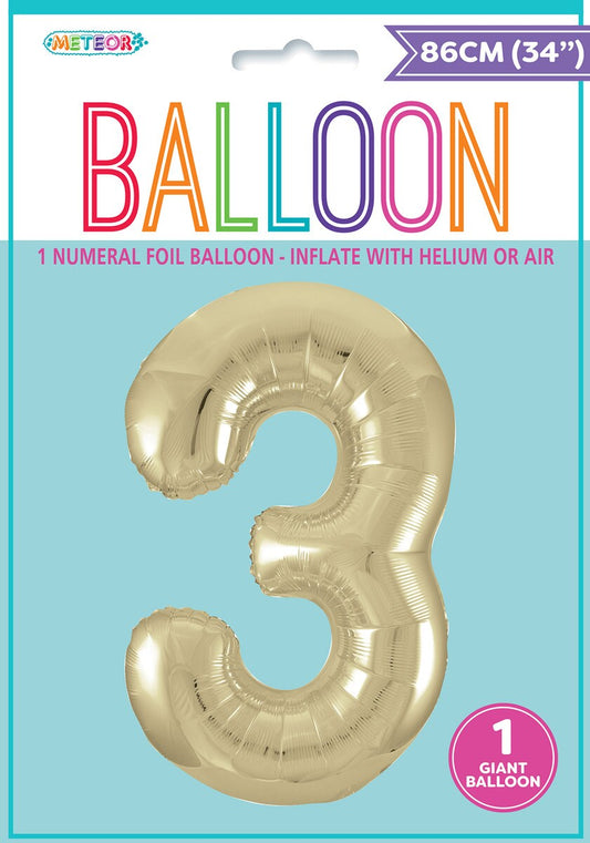 Giant Number Balloon 86cm -  Champagne Gold 3