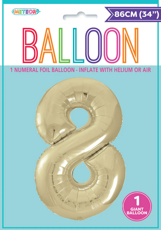 Giant Number Balloon 86cm -  Champagne Gold 8