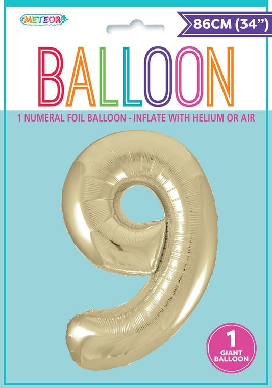 Giant Number Balloon 86cm -  Champagne Gold 9