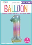 BALLOON GIANT NUMERAL 86cm - PASTEL RAINBOW #1