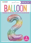 BALLOON GIANT NUMERAL 86cm - PASTEL RAINBOW #2
