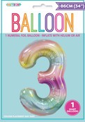 BALLOON GIANT NUMERAL 86cm - PASTEL RAINBOW #3
