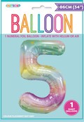 BALLOON GIANT NUMERAL 86cm - PASTEL RAINBOW #5