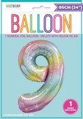 BALLOON GIANT NUMERAL 86cm - PASTEL RAINBOW #9