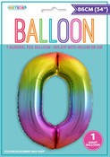 BALLOON GIANT NUMERAL 86cm - RAINBOW #0