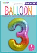 BALLOON GIANT NUMERAL 86cm - RAINBOW #3