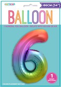 BALLOON GIANT NUMERAL 86cm - RAINBOW #6