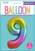 Balloon Giant Number 86cm - Rainbow #9