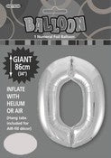 BALLOON GIANT NUMERAL 86cm - SILVER #0