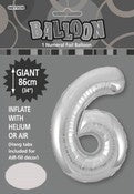 Balloon Giant Number 86cm - Silver #6