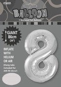 Balloon Giant Number 86cm - Silver #8