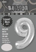 Balloon Giant Number 86cm - Silver #9