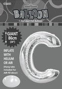 Giant Balloon Foil Alphabet 86cm Silver C