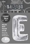 Giant Balloon Foil Alphabet 86cm Silver E