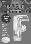 Giant Balloon Foil Alphabet 86cm Silver F