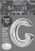 Giant Balloon Foil Alphabet 86cm Silver G