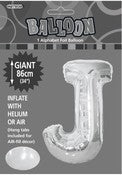 Giant Balloon Foil Alphabet 86cm Silver J