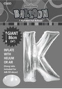 Giant Balloon Foil Alphabet 86cm Silver K