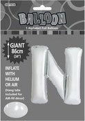 Giant Balloon Foil Alphabet 86cm Silver N