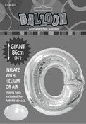 Giant Balloon Foil Alphabet 86cm Silver O