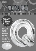 Giant Balloon Foil Alphabet 86cm Silver Q