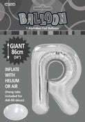 Giant Balloon Foil Alphabet 86cm Silver R