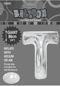 Giant Balloon Foil Alphabet 86cm Silver T