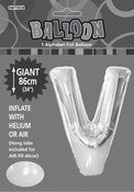 Giant Balloon Foil Alphabet 86cm Silver V