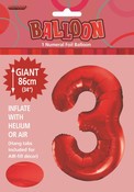 BALLOON GIANT NUMERAL 86cm - RED #3