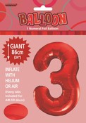 Balloon Giant Number 86cm - Red #3