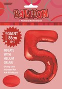 BALLOON GIANT NUMERAL 86cm - RED #5