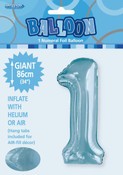 BALLOON GIANT NUMERAL 86cm - PASTEL BLUE #1