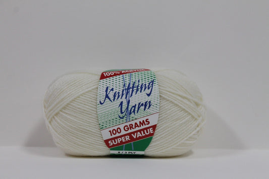 Knitting Yarn 8ply 100g Cream