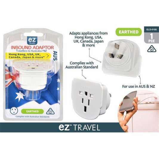 UNIVERSAL TRAVEL ADAPTOR FOR USE IN AU & NZ FROM EUR, USA,UK & JAP