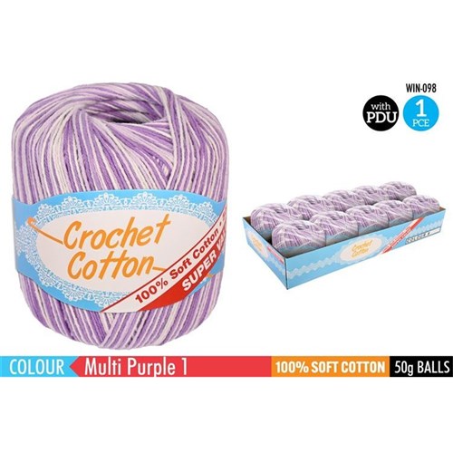 Crochet Cotton Multi Purple