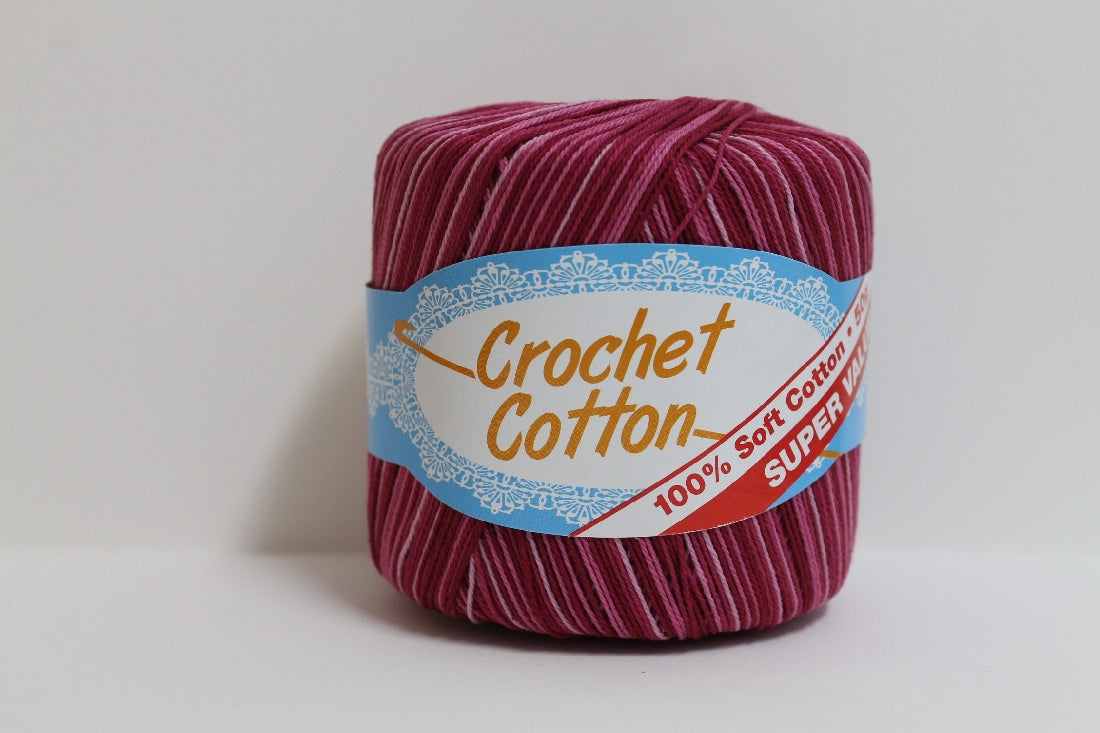 Crochet Cotton 50g Multi Burgandy