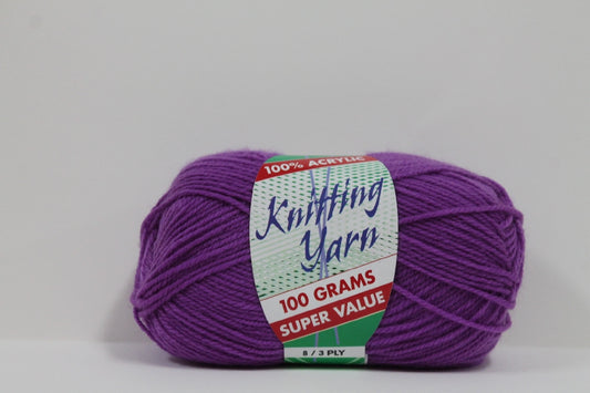 Knitting Yarn 8ply 100g Purple