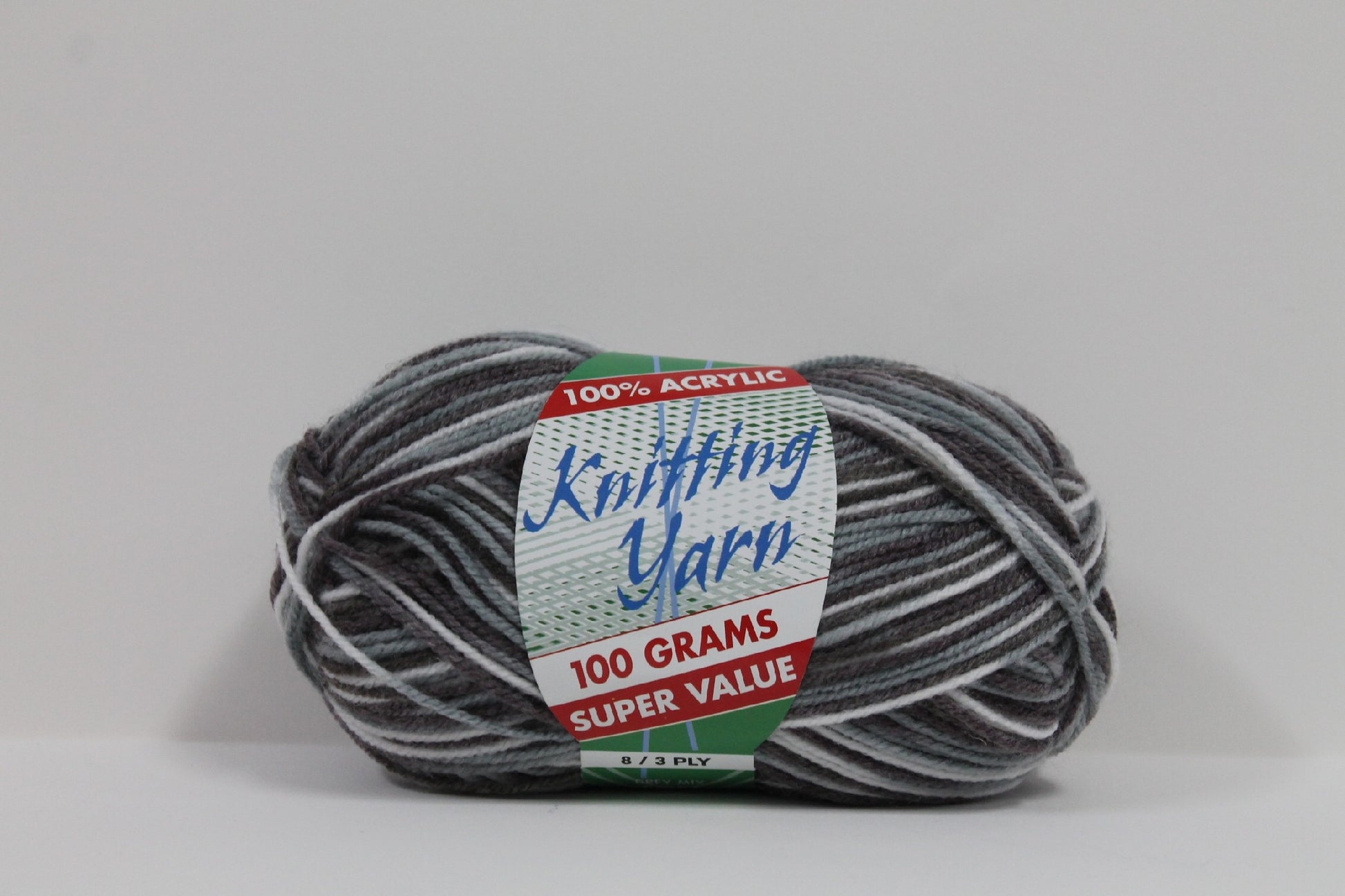 Knitting Yarn 8ply 100g Grey Mix