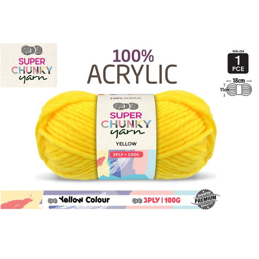 Super Chunky Knitting Yarn - Yellow - 100g