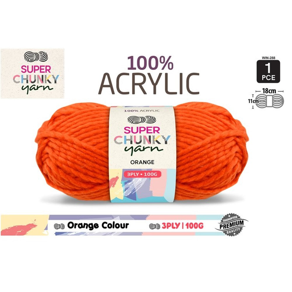 Super Chunky Knitting Yarn 100g Orange