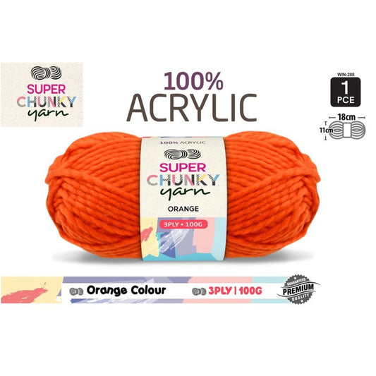 Super Chunky Knitting Yarn - Orange - 100g