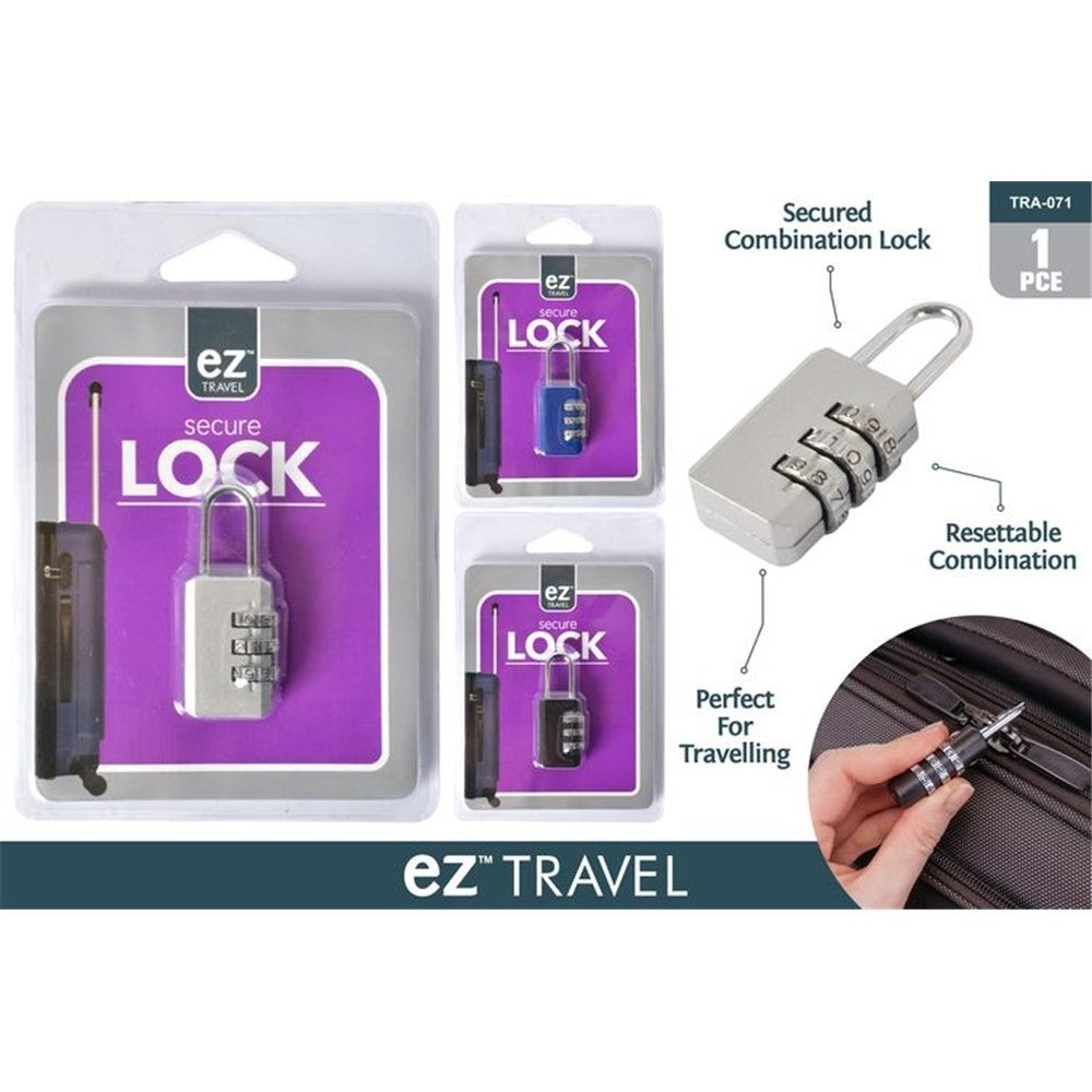 1PCE COMBINATION PADLOCK-4ASST COL-SAFE