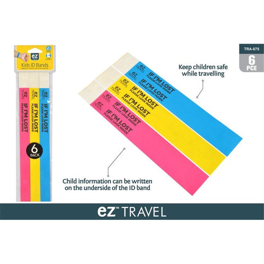 6PCE KID TRAVEL ID BANDS